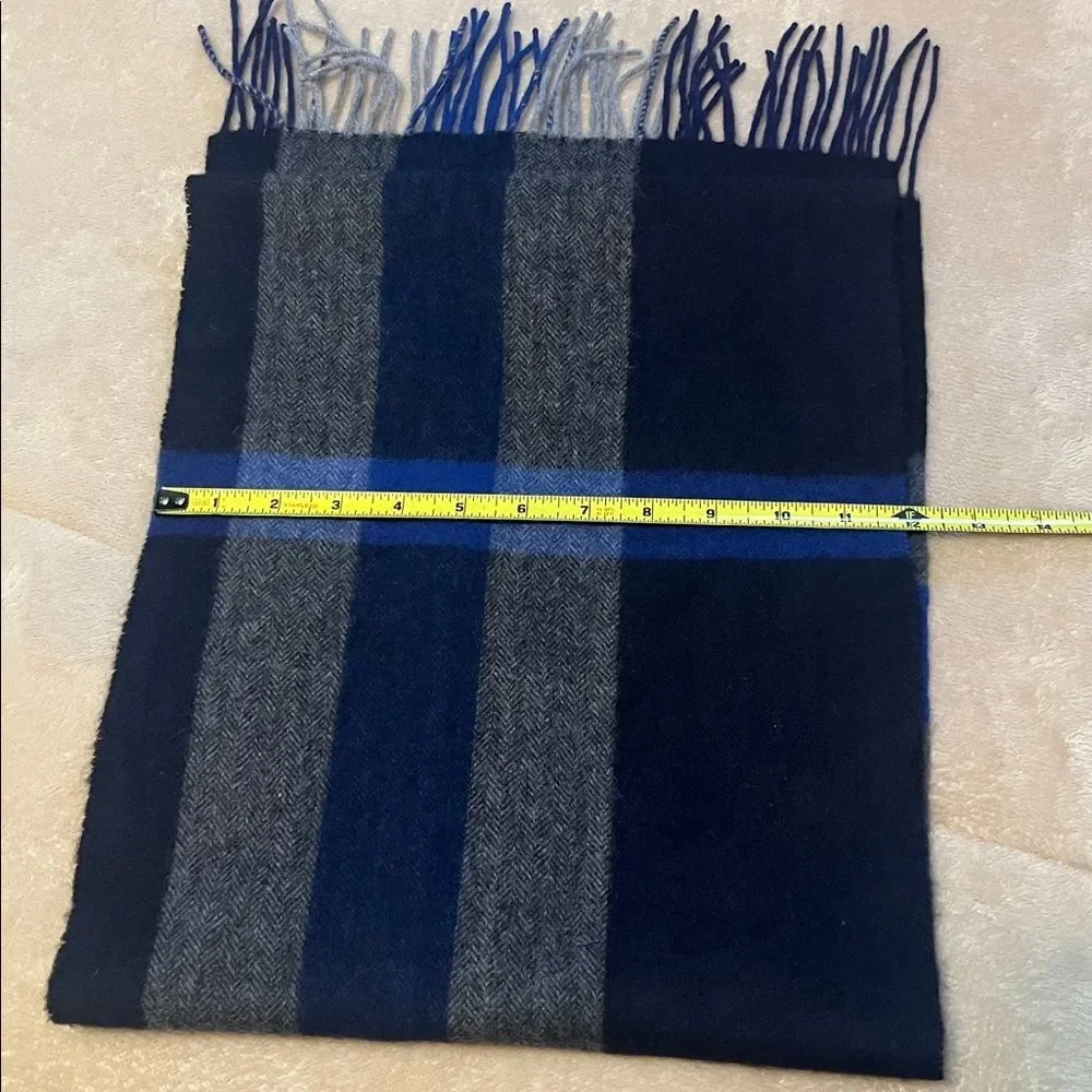 Jos. A. Bank 100% Cashmere Scarf Navy Blue Plaid Unisex 66
